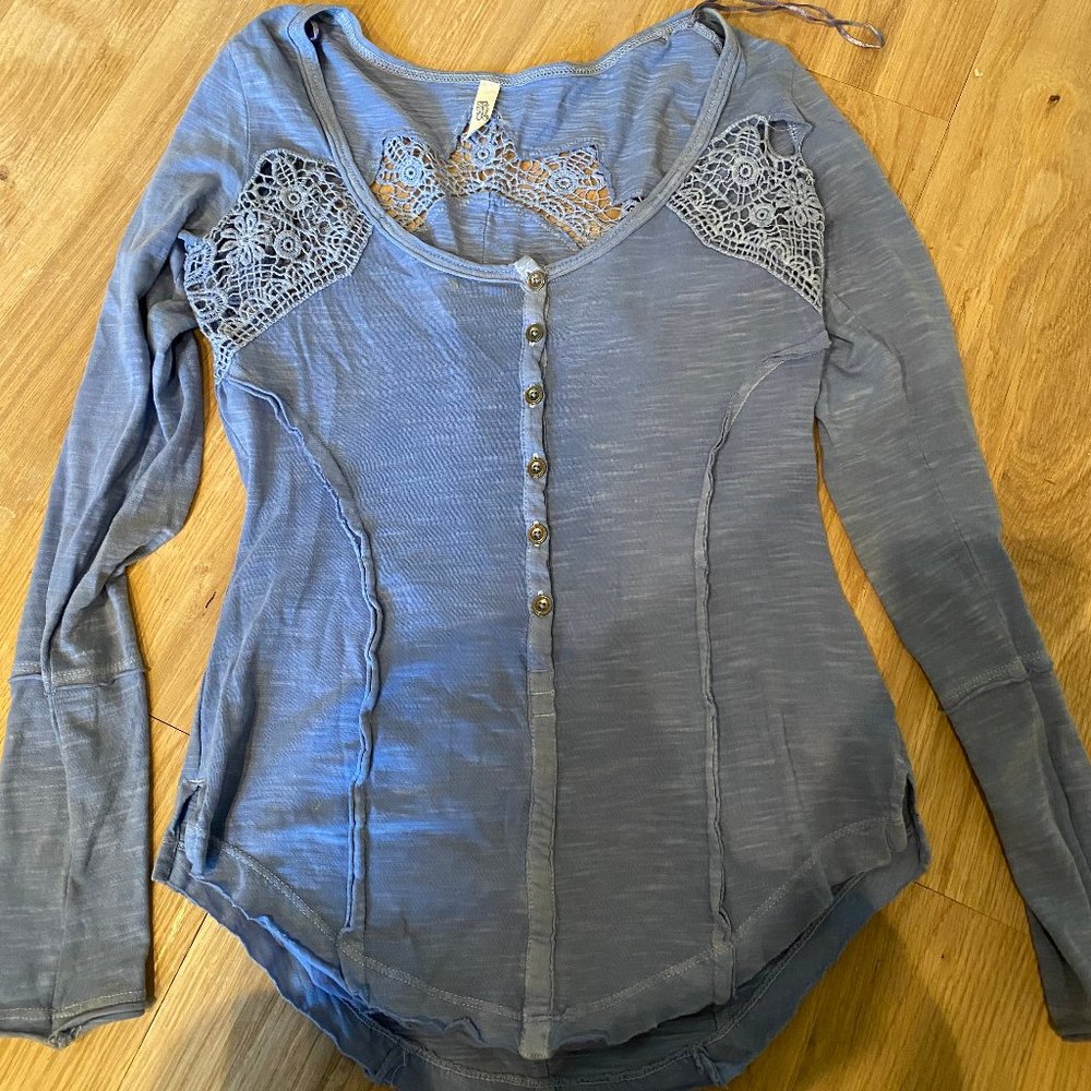 Blue Free People lace shirt